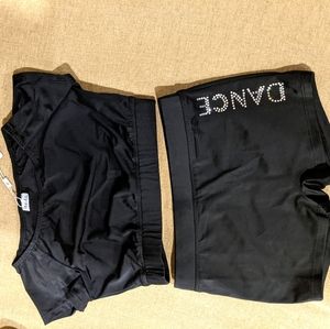 Girls dance outfit, two piece, shorts and crop top